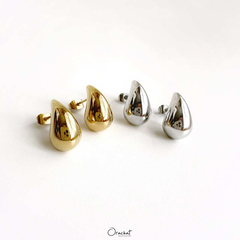 Vergo 14k earrings. (ต่างหูแบบติดหูทรงหยดน้ำ งานสแตนเลสสวยทน ใส่ลุยได้เลยไม่ต้องระวังไม่ลอกไม่ดำ)