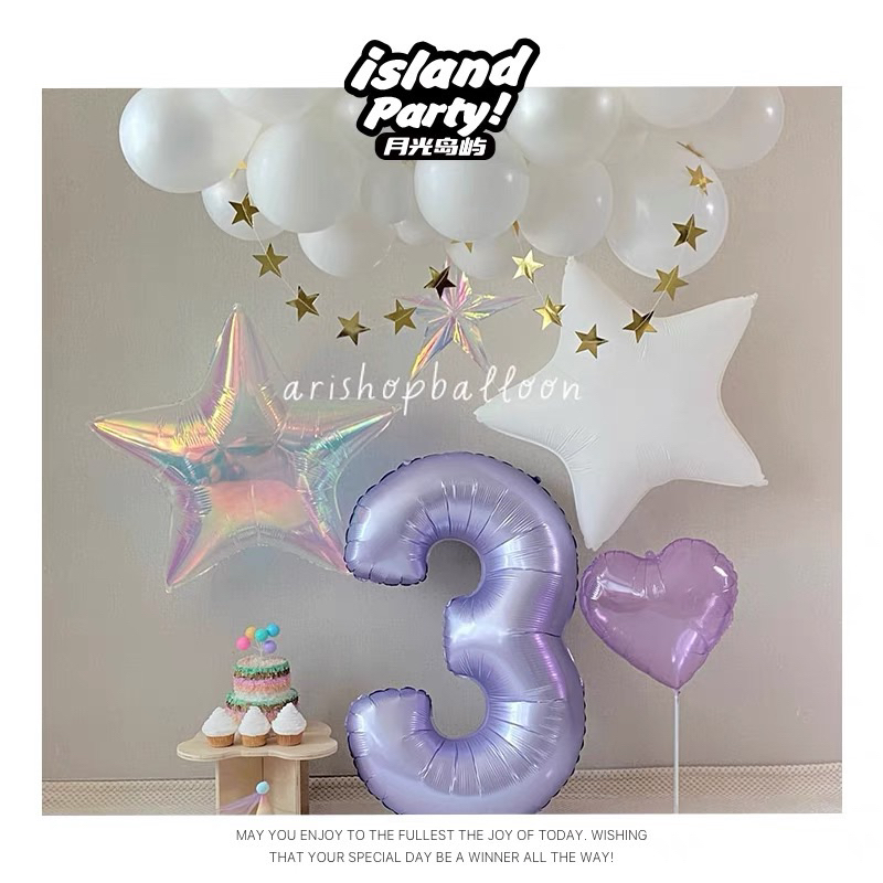 ร้านไทย พร้อมส่ง ลูกโป่งตัวเลข สีม่วงพาสเทล ขนาด 40นิ้ว 💜