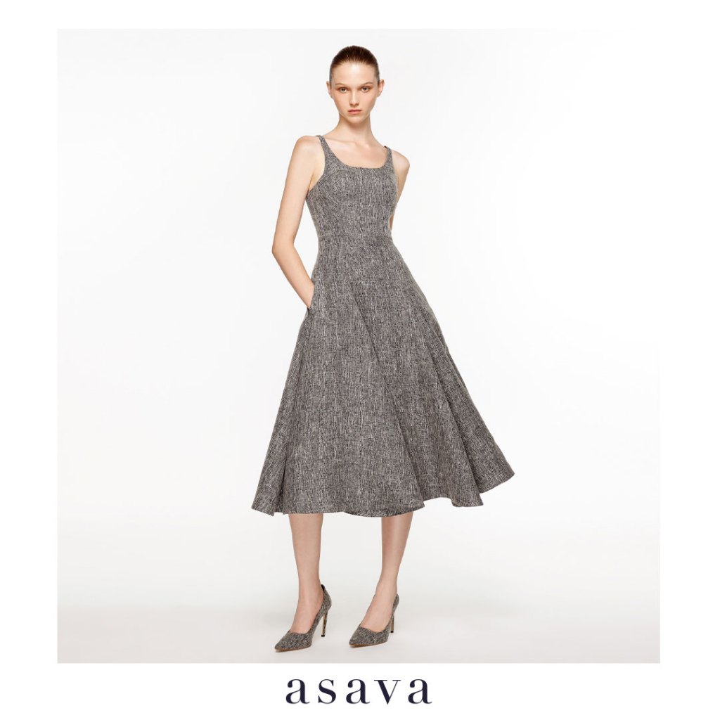 [asava ss24] Noelle Tank Top Dress เดรสผู้หญิง กระโปรงทรงแฟลร์ แขนกุด คอยู กระเป๋าข้าง ซิปหลัง