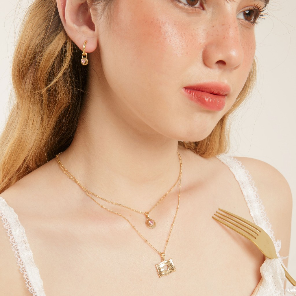 earika.earrings - jammie biscuit necklace สร้อยคอบิสกิตและซองขนม สแตนเลส (stainless steel) ใส่อาบน้ำ