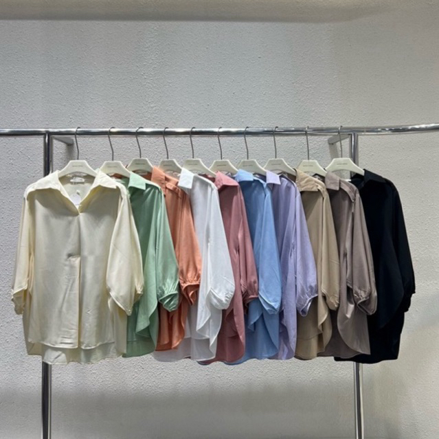 เชิ้ตรุ่นใหม่ สไตล์เกาหลี แขนบอลลูน ผ้าใส่สบายไม่ร้อน งานสั่งตัดพรีเมี่ยม wanwan clothing 3708