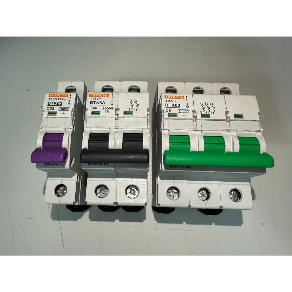 MCB ลูกย่อย ลูกเซอร์กิต Hitachi BTK63 1P 2P 3P เบรกเกอร์ 10kA