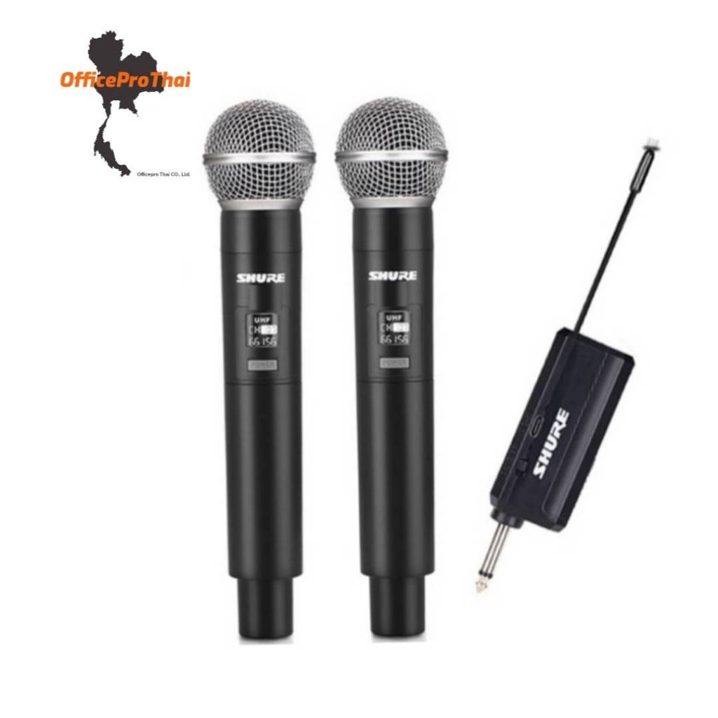 SHURE  ไมโครโฟนคู่ UHF FM ปรับใหม่ กสทช. ตัวรับสัญญาณขนาดเล็ก ไมโครโฟนแบบใช้มือถือ​