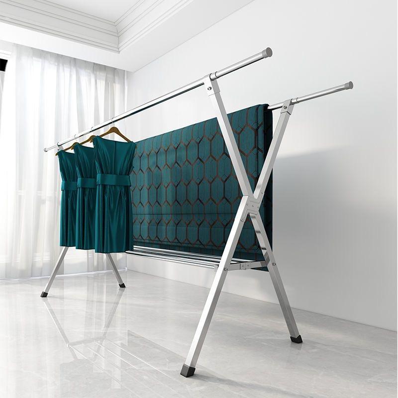 ราวตากผ้า ราวตากผ้าสแตนเลส ราวตากผ้า พับได้ X Drying Rack ยืดหดได้ ประกอบง่าย แข็งแรงทนทาน