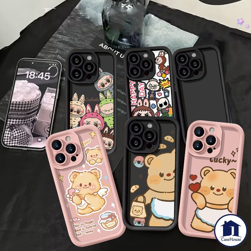 ส่งจากไทย น่ารักButter Bear Labubuเคสนุ่มเข iPhone 11 13 15 12 14 Pro Max 7 8 6 6s Plus XR X XS Max