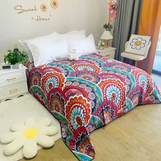 ผ้าคลุมเตียงหนา Bedspread ผ้าคอตตอนผสม 5/ 6ฟุต คลุมกันเปื้อนสัตว์เลี้ยง กันขนแมวสุนัข รองที่นอนได้ ชุดเครื่องนอน ส่งไว
