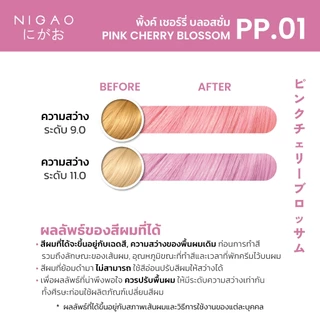 [ฟรี Developer] NIGAO Hair Color PP.01 Pink Cherry Blossom | นิกาโอะ ครีมเปลี่ยนสีผม สีพาสเทล สีชมพู 100 mL