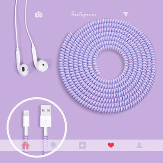 1.4m เลเซอร์สี USB สายชาร์จข้อมูลป้องกัน ป้องกันการแตกหักฤดูใบไม้ผลิเชือกป้องกันสำหรับสายไฟเชือกหูฟังเครื่องม้วนกระสวย
