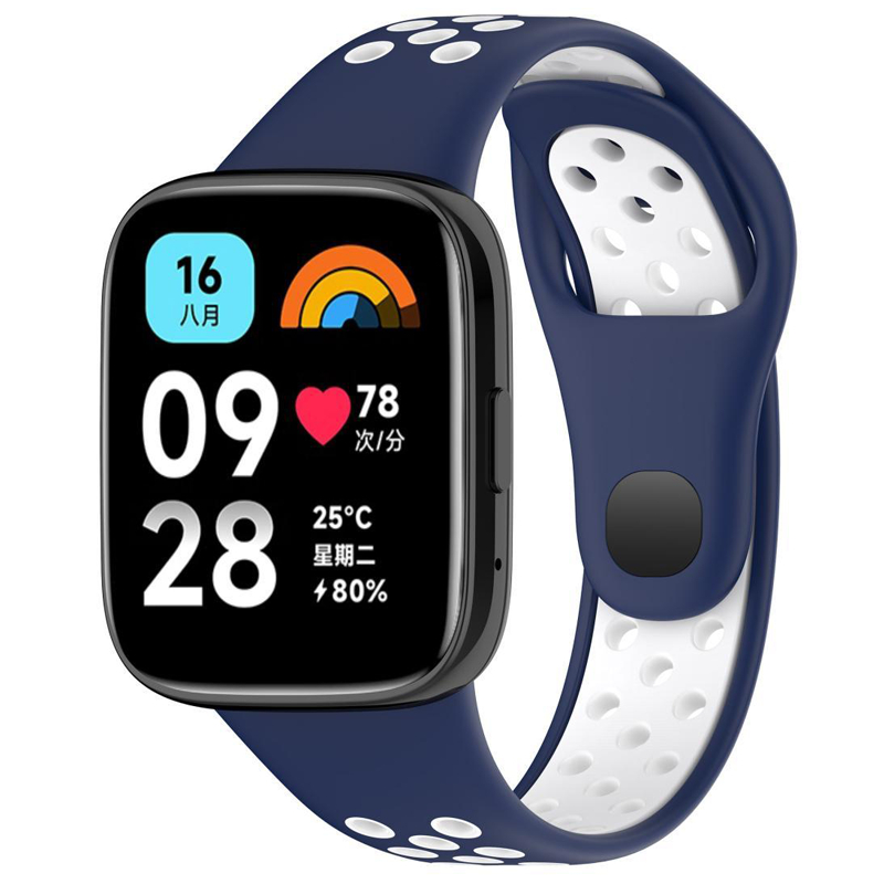 เหมาะสำหรับ Xiaomi Redmi Watch 3 Active สายรัดซิลิโคนสายรัดระบายอากาศสองสี
