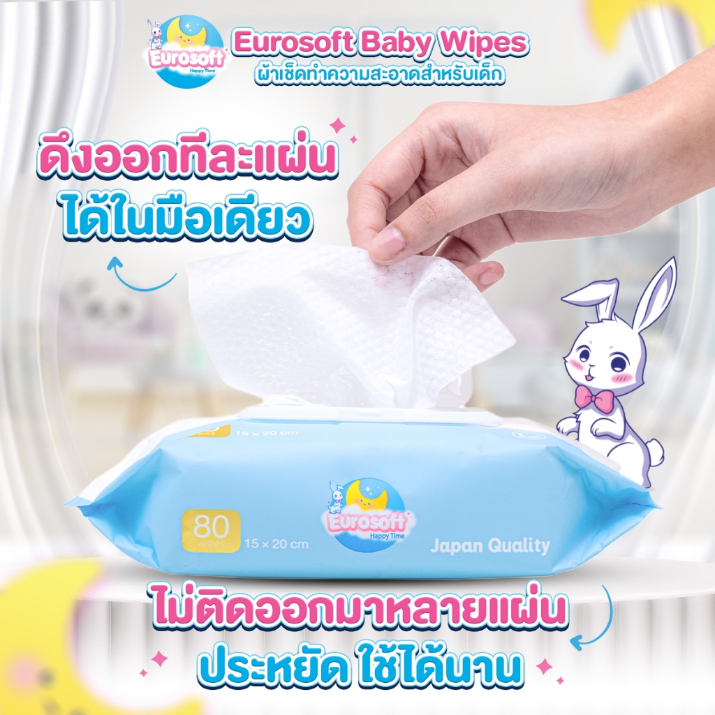 Eurosoft Baby Wipes 12 แพ็ค ผ้าเช็ดทำความสะอาดสำหรับเด็ก ทิชชู่เปียกสำหรับเด็ก สูตรอ่อนโยน - รูปที่ 2