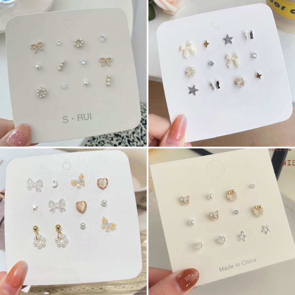 พร้อมส่ง!🇹🇭 ราคา/เซ็ต เซ็ตต่างหูสไตล์มินิมอล เกาหลี ก้านต่างหูเงินแท้ 925 ไม่คัน เกรดพรีเมียม เนื้องานคุณภาพดี ไม่ลอกดำ