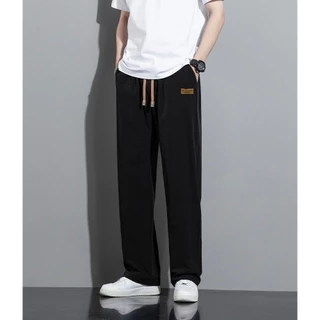 #059#L-5XL#กางเกงขายาวลำลองกางเกงแฟชั่นสไตล์เกาหลีผู้ชายสายเชือกแฟชั่นเอวยืดหยุ่นใส่สบายเนื้อผ้าระบายอากาศได้ดี