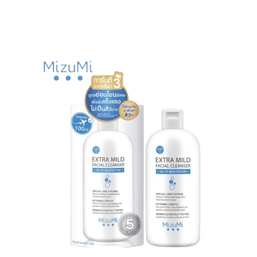 MizuMi Extra Mild Facial Cleanser 100ml | เจลล้างหน้าสูตรอ่อนโยนสำหรับผิวแพ้ง่าย