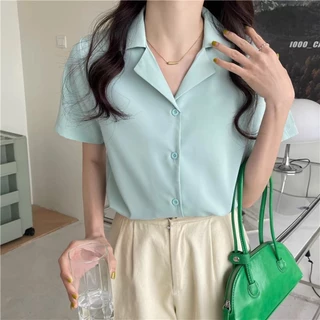 KT03เสื้อเชิ้ตแขนสั้น เสื้อเชิ้ตคอปกฮาวาย ใส่ได้ทั้งผู้หญิงผู้ชาย รอบอก 40-44นิ้ว เนื้อผ้าไหมอิตาลี รีดง่ายยับยากใส่สบาย
