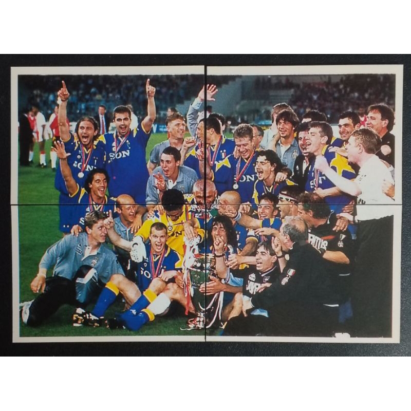 การ์ดสติ๊กเกอร์ฟุตบอล ยูเวนตุสแชมป์เปี้ยน JUVENTUS CHAMPION CELEBRATE TROPHY PANINI CALCIO 1996-1997