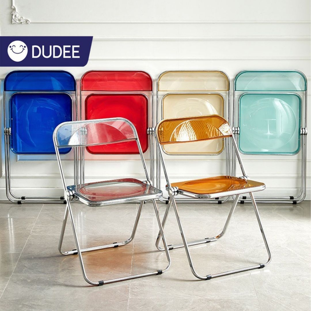 DUDEE เก้าอี้แฟชั่น อะคริลิคใส เก้าอี้คริสตัล พับได้ สไตล์โมเดิร์นสุดฮิต