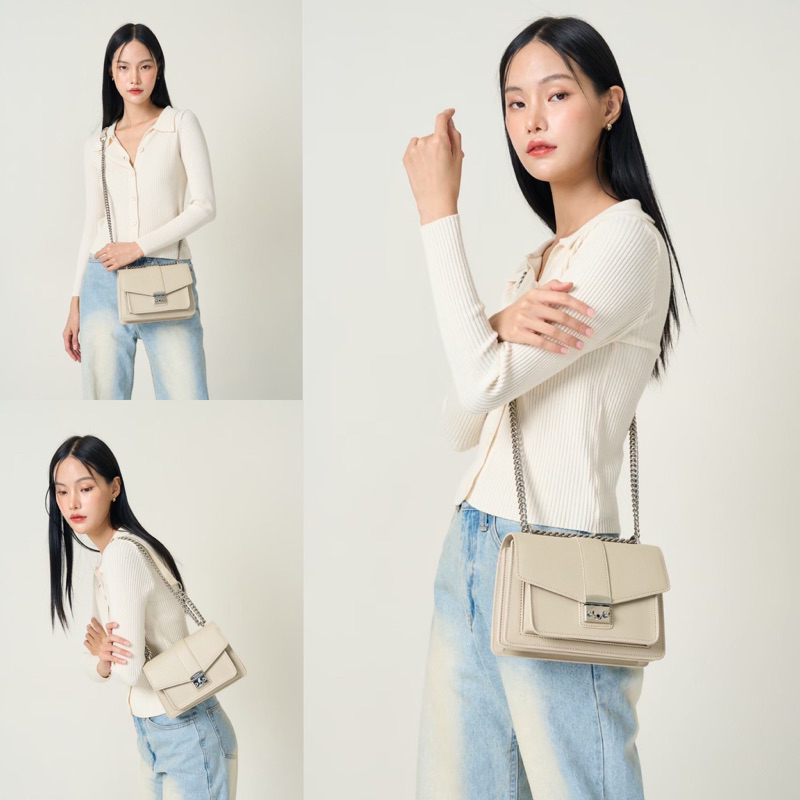 [ รุ่นแนะนำ ] KEEP_Yusu_chainbag กระเป๋าสะพายสายโซ่ สุด Cool สายโซ่สีเดียวกับตัวล็อก