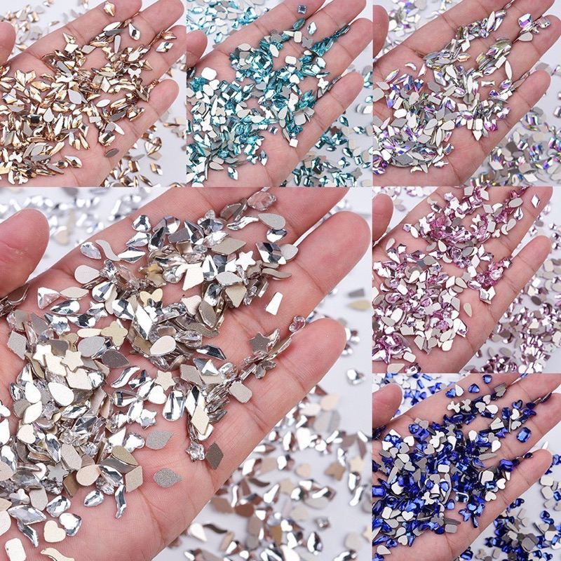 AC.439 ส่งด่วน🛵‼️ ร้านไทย🇹🇭🇹🇭🇹🇭  แพ็ค 10 ชิ้น คละทรง มีให้เลือก 4 สี พร้อมส่ง เพชรแต่งเล็บ เงาตาแตก