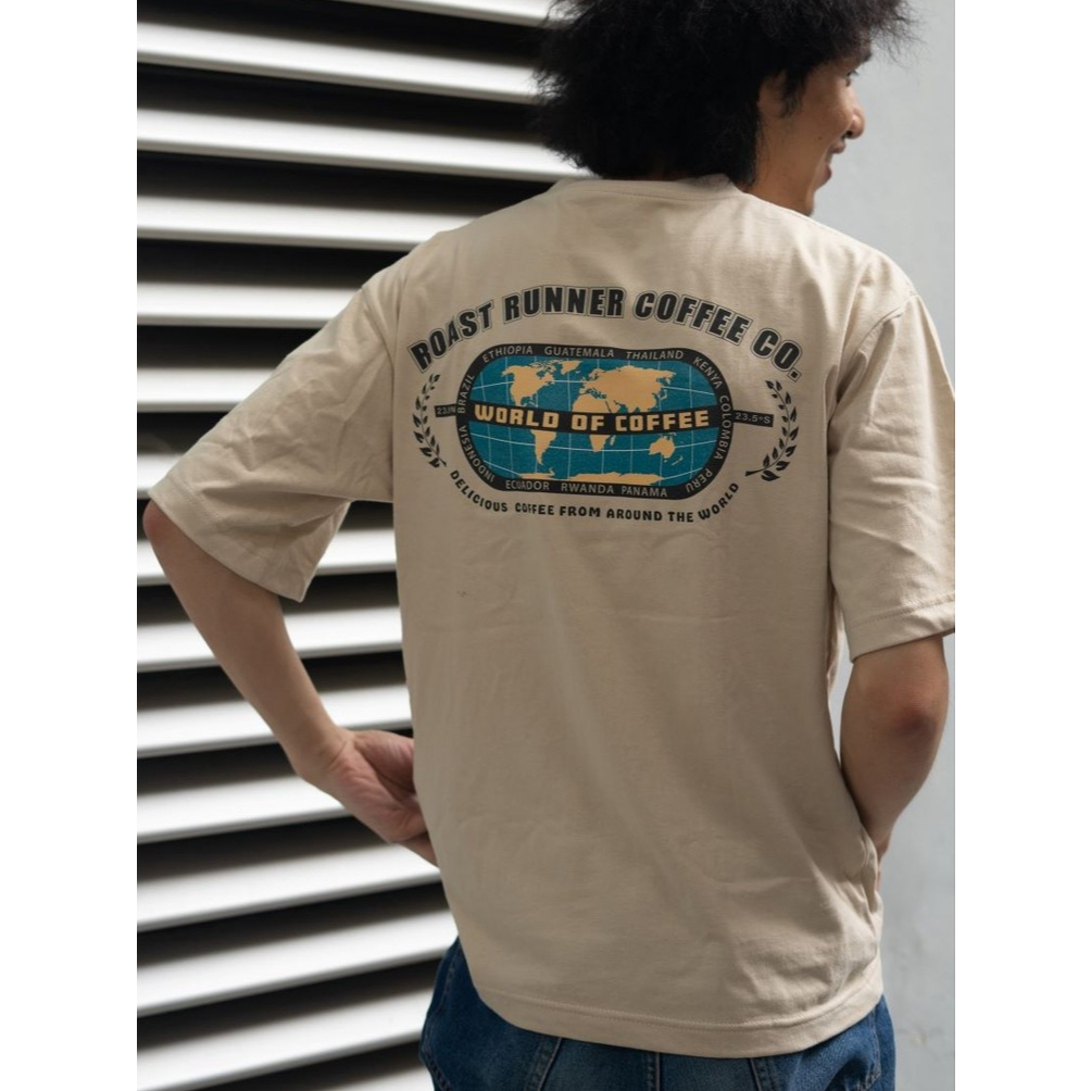 [เสื้อยืดทรง Oversized Unisex] Roast Runner “Caffeine Journey” T-Shirt