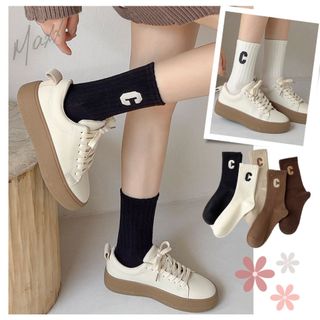 ถุงเท้าข้อยาว ตัว C หนานุ่ม ยาว Free Size 35-42 สินค้าพร้อมส่ง
