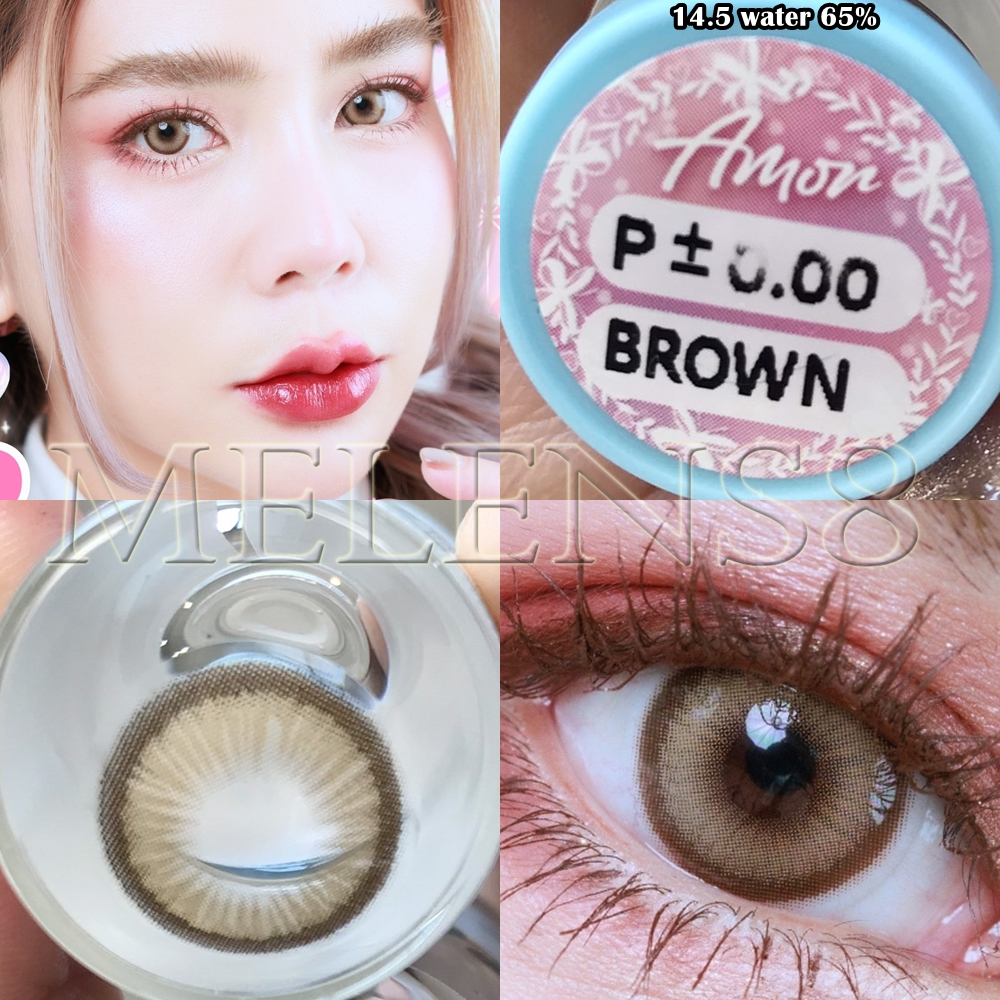 "มีค่าสายตา" ตาโต คอนแทคเลนส์ Amor (Shinee) เลนส์ตัดขอบสีชัด ฝอสุด ค่าอมน้ำ 65%