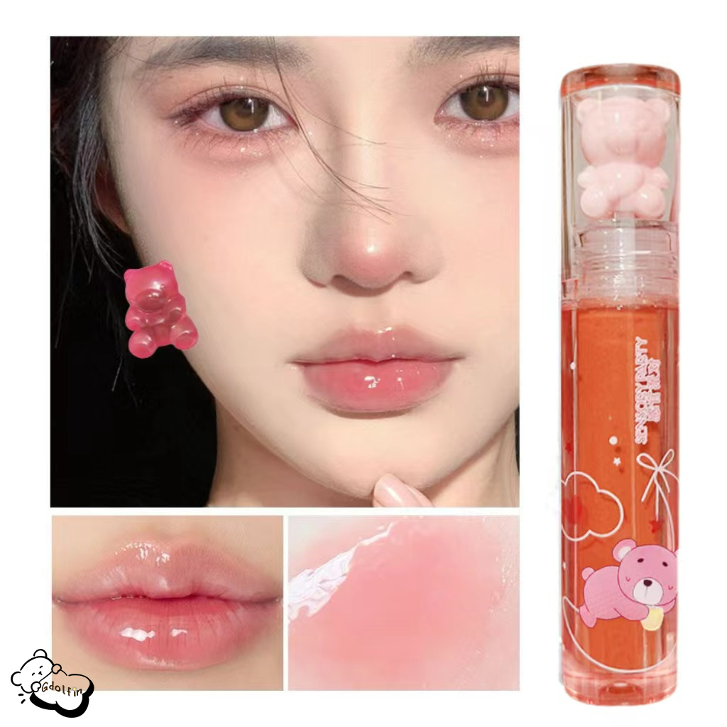 Sensory Party ลิปกลอสเจลลี่ Lip Gloss เนื้อแมตต์ ลายหมีน่ารัก ให้ความชุ่มชื้น ติดทนนาน ลิปกลอส