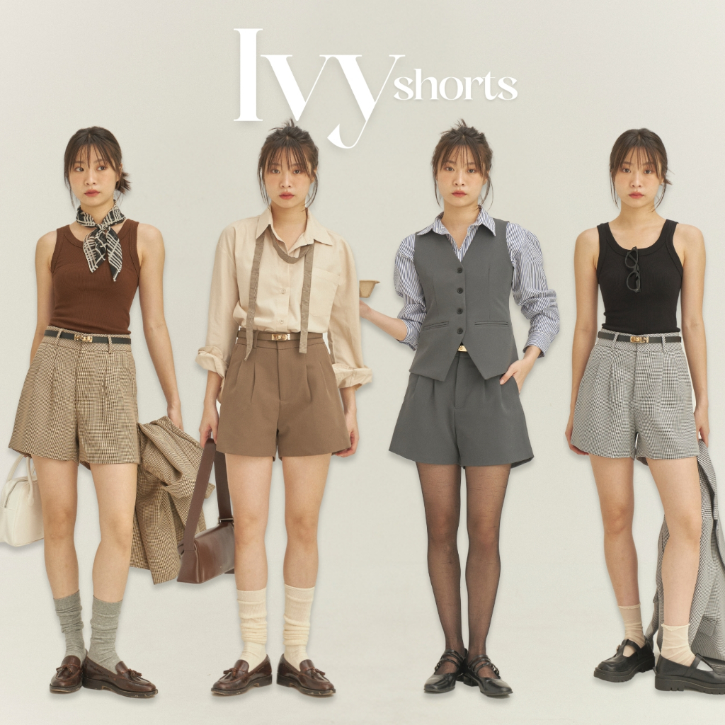 [8 สี] Maplepie – IVY SHORTS 420.- (เฉพาะกางเกง) ขาสั้นทรงเอวสูง ซับในทั้งตัว