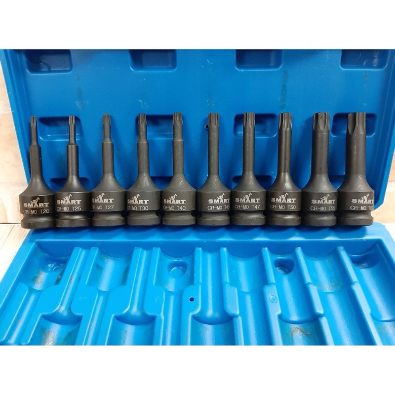 - 10 ตัวต่อ 1 ชุด -  หัวท๊อกขนาดT20/T25/T27/T30/T40/T45/T47/T50/T55/T60 สำหรับด้ามบล็อก 4หุน   หัวลู