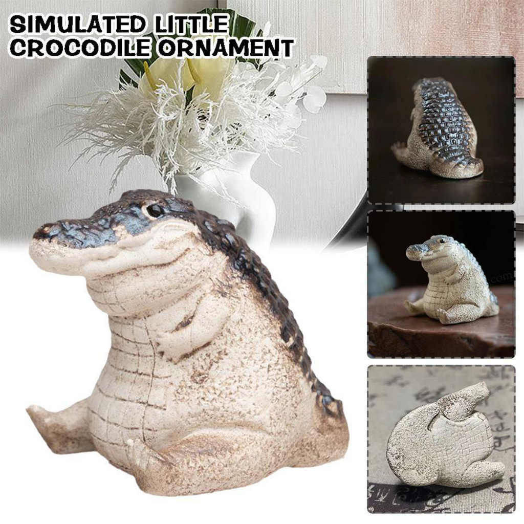 ฟิกเกอร์ตุ๊กตารูปปั้นจระเข้จิ๋ว แบบเรซิ่น สําหรับตกแต่งบ้าน ของขวญ - รูปที่ 2