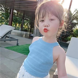 MC050 พร้อมส่ง เสื้อแฟชั่นเด็ก คอกลม สายสลิงเด็กผู้หญิง แบบใหม่ สวยน่ารักกก