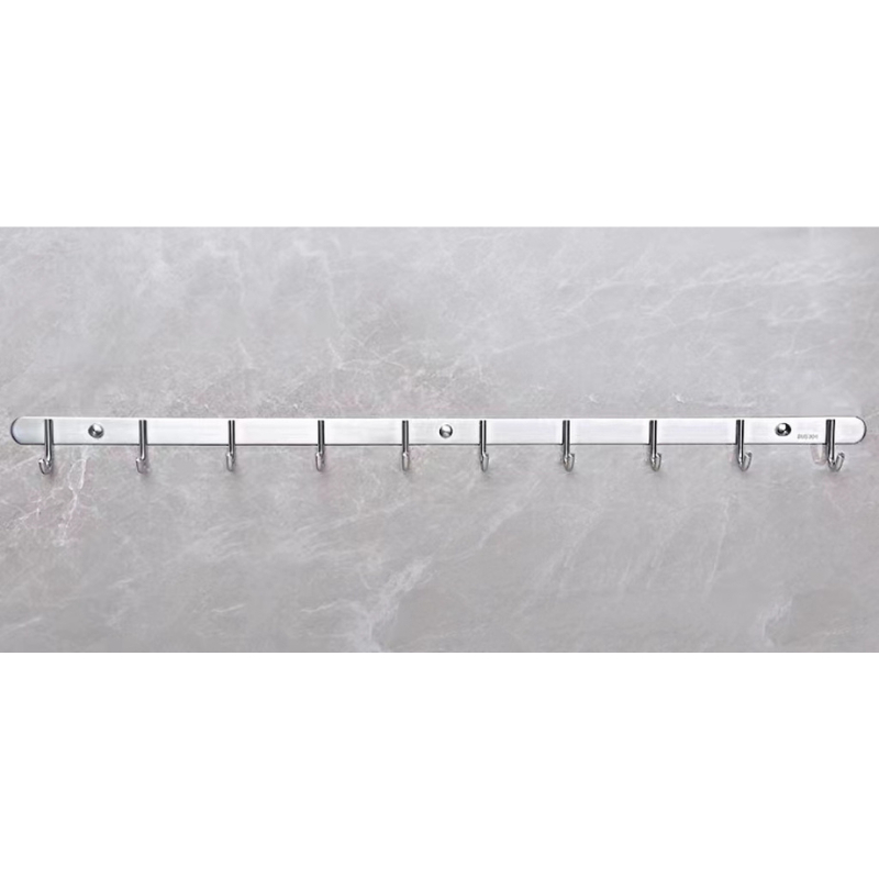 ราวตะขอ ราวแขวน อเนกประสงค์ สแตนเลส 304 แบบ 10ตะขอ ความยาว 53 ซม. Stainless Steel 304 Multipurpose Hook, 10hooks, 53 cm.