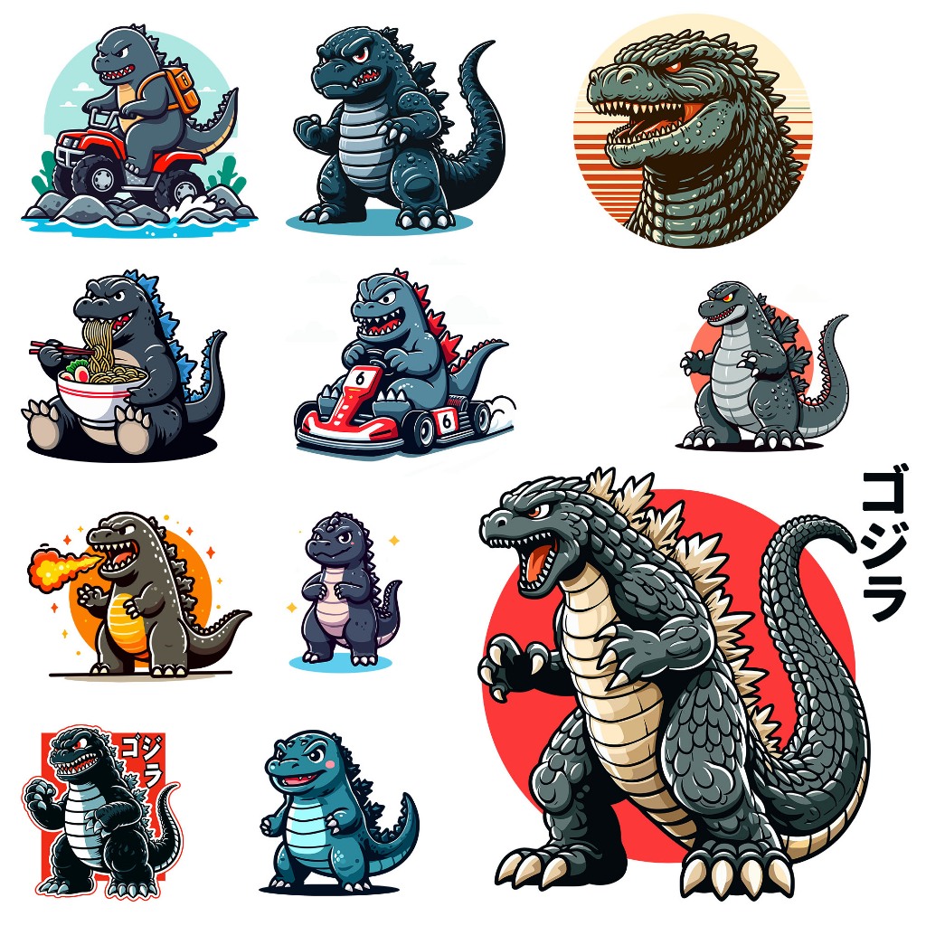 ตัวรีดติดเสื้อ Godzilla การ์ตูนยอดฮิต รีดติดง่ายทุกเนื้อผ้า DIY Patches FP.02