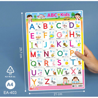 โปสเตอร์ความรู้ สื่อการเรียนการสอน ชุด ABC Kids ขนาด A4 สีคมชัด EA-403 บรรจุ:1แผ่น.