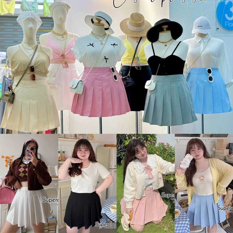 ✅เข้าเพิ่ม พร้อมส่งค่า /SC/ กระโปรงเทนนิสสาวอวบ สีน่ารักมาก #เสื้อผ้าไซส์ใหญ่ สาว อ้วน พลัสไซส์