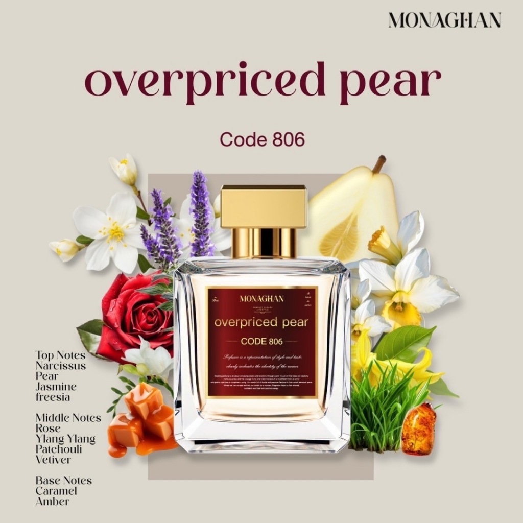 overpriced pear Code 806 Monaghan Perfume น้ำหอมผู้หญิง กลิ่นลูกแพร์ โทนฟรุตตี้ น้ำหอมแบรนด์ไทยคุณภาพดี กลิ่นหอมไม่เหมือ