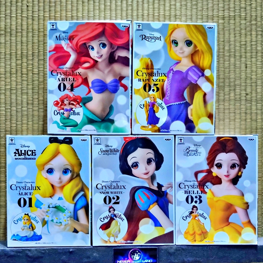 BANDAI BANPRESTO FIGURE: CRYSTALUX - DISNEY CHARACTERS: ALICE /ARIEL /BELLE /SNOW WHITE /RAPUNZEL