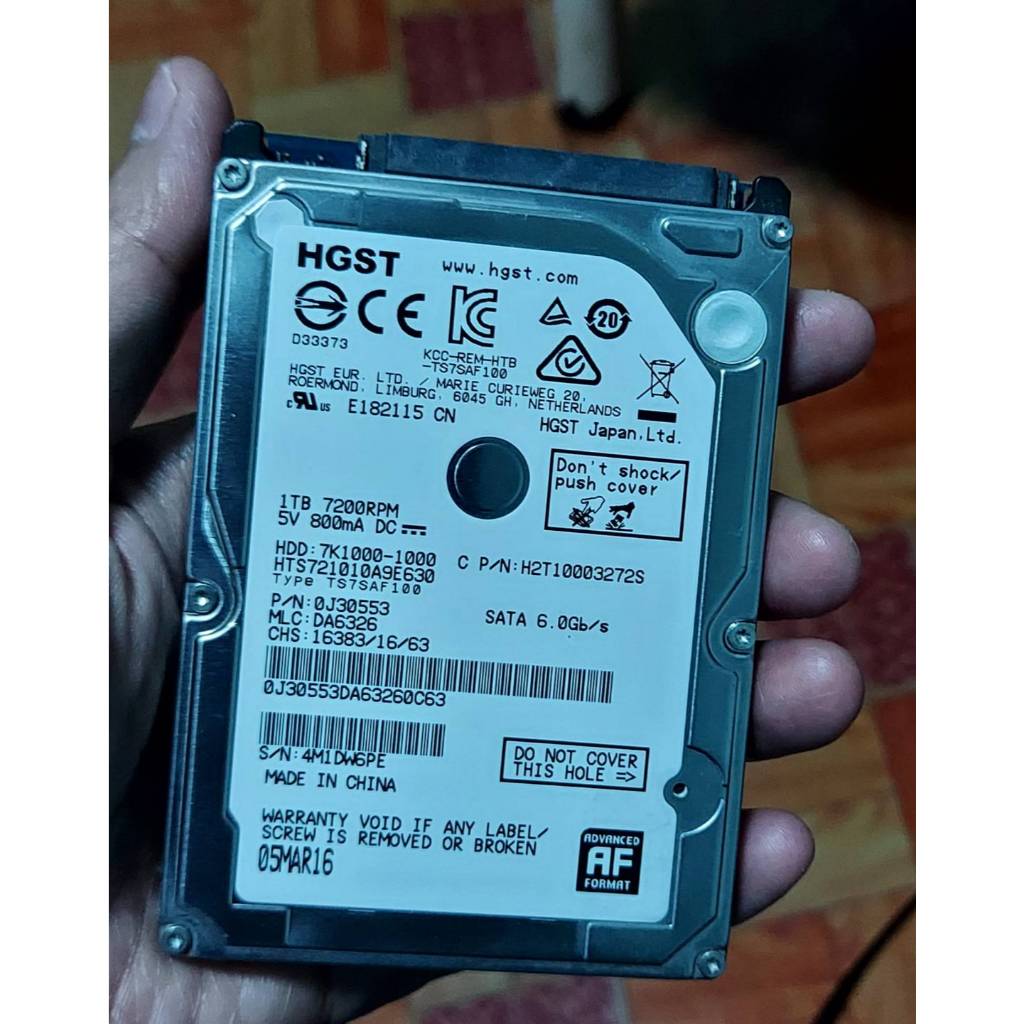 - HARD DISK 1 TB 7200 RPM 1x 2.5" SATA HDD msi แท้ 100%