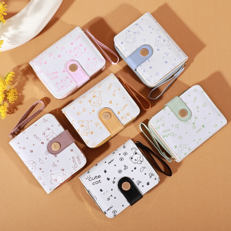 XK-144 กระเป๋าสตางค์มินิมอล สีสดใส พกพาสะดวก ขนาดเล็กแบบพกพา พร้อมช่องใส่บัตร -น่ารัก