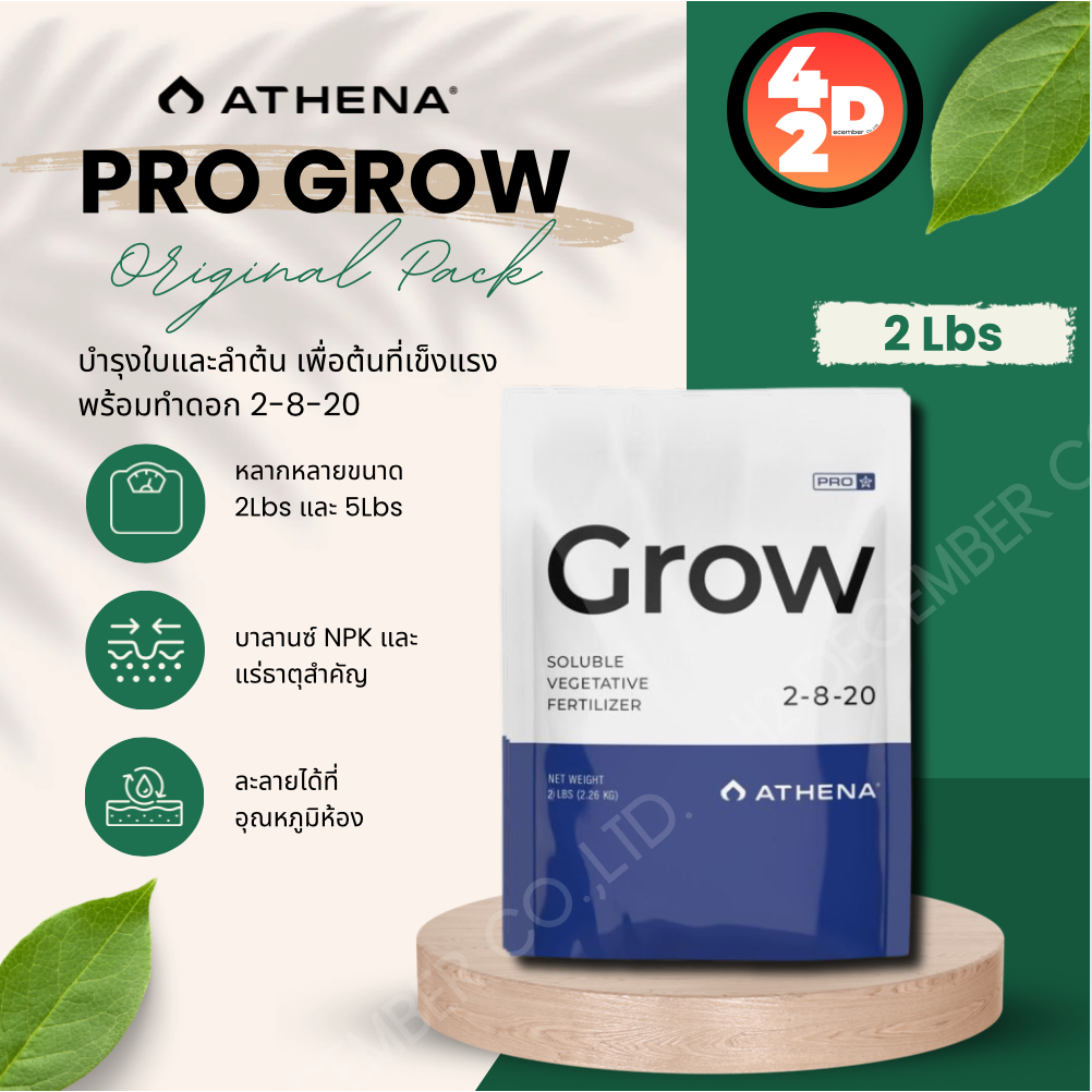 [ส่งฟรี] Athena Pro Grow ปุ๋ยแบ่งขายแบบถุงขนาด 2Lbs bag&5Lbs bag ปุ๋ยบำรุงใบและลำต้น เพื่อต้นที่แข็ง