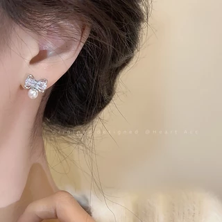 COD-ในไทย💖ต่างหู ประดับไข่มุก ประดับโบว์ ประดับเพทาย ระดับไฮเอนด์ Insสไตล์เกาหลี สำหรับผู้หญิง ไม่ทําให้แพ้ง่าย สแตนเล-K