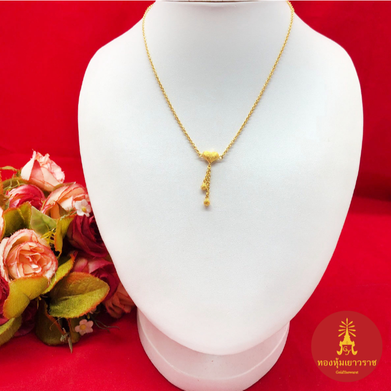 สร้อยคอทองลายโซ่คั่นหัวใจห้อยระย้า ความยาว 16 นิ้ว งานสวย เสริมบารมี ชุบทอง สร้อยแฟชั่น ใช้ได้ทุกโอกาส พร้อมส่ง - รูปที่ 2