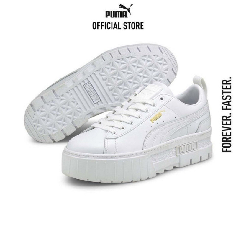 [Puma มือสอง] sneaker สนีกกอร์ รองเท้า หนังแท้ สีขาว ส้นตึก