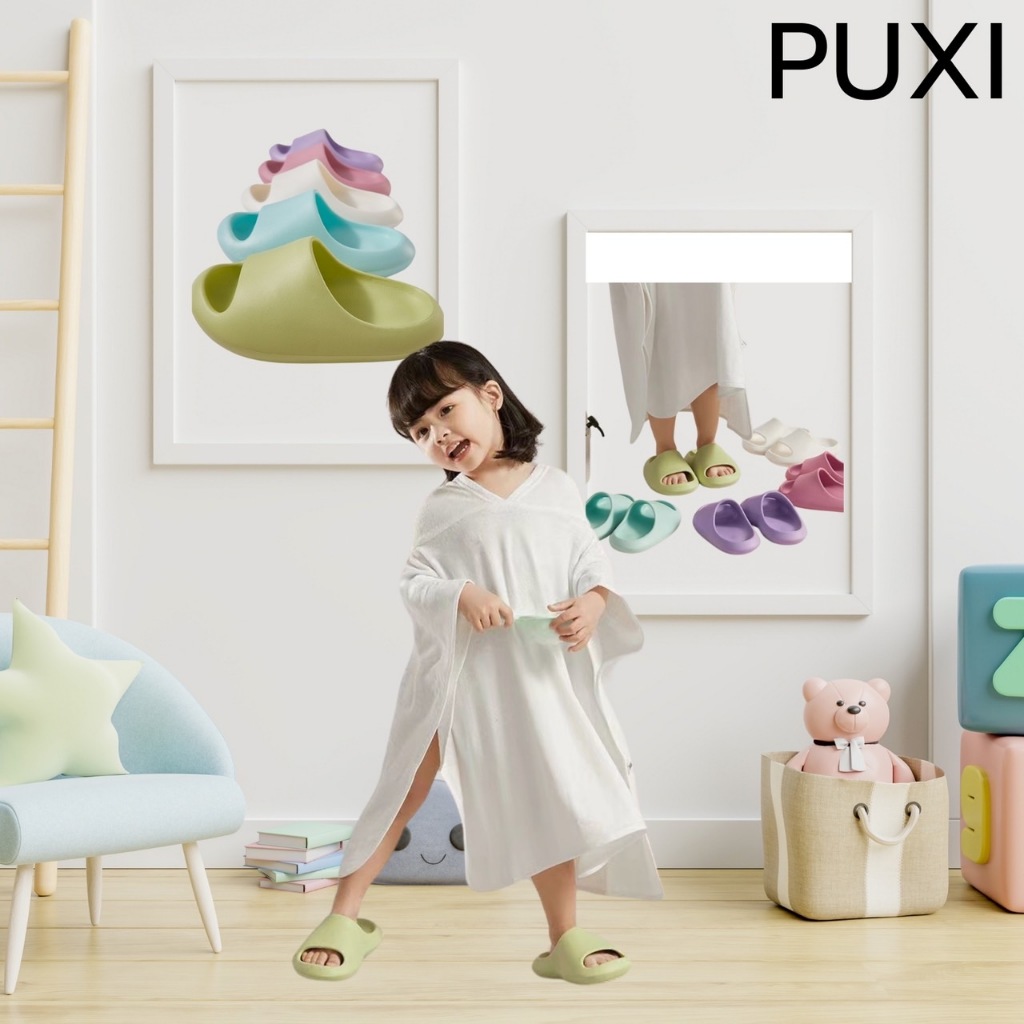 PUXI รองเท้าแตะกันลื่นสำหรับเด็ก สำหรับอาบน้ำฤดูร้อน สำหรับบ้าน ในร่ม สำหรับเด็กผู้หญิง PS2930RW