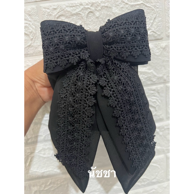 เน็ตติดผมผ้าชีฟองผสมผ้าลูกไม้สีดำ ราคาถูก Shopee Lazada