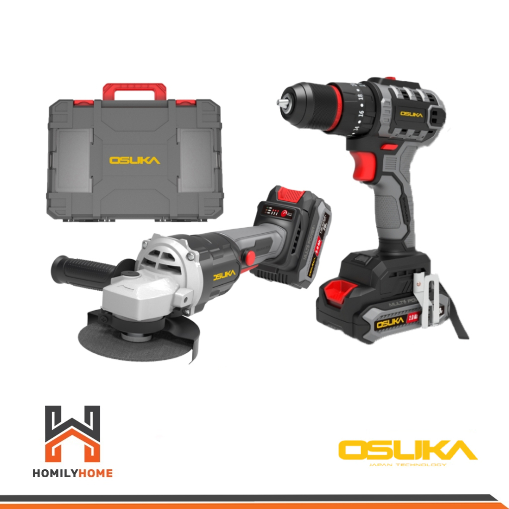 OSUKA ชุดสว่านไร้สาย 3 ระบบ + เครื่องจียร ไร้สายไร้แปรงถ่าน 20v รุ่น OCK151-M2