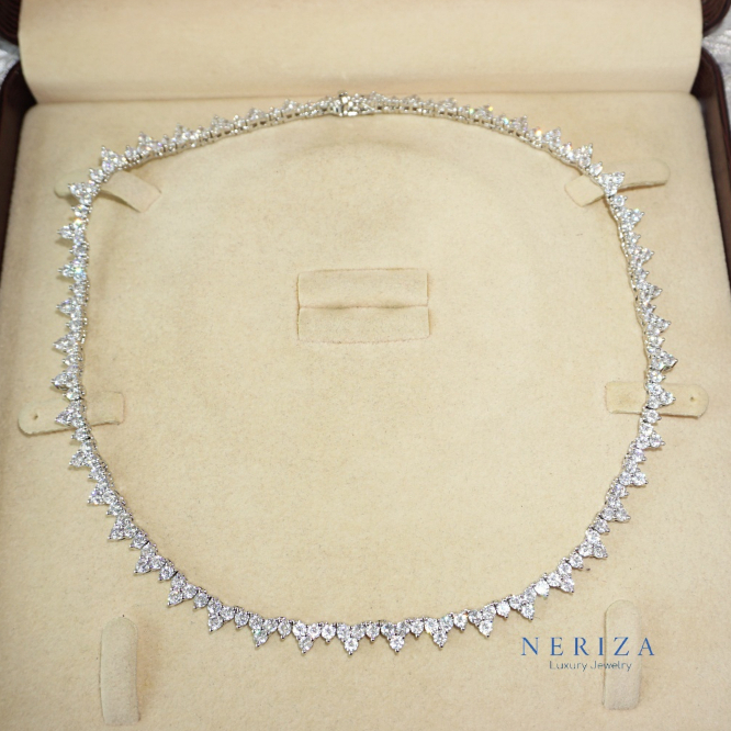 Neriza Jewelry/สร้อยคอเพชรสังเคราะห์เกรดท๊อปประกายเหมือนเพชรแท้ๆพร้อมกล่องNSW077 เครื่องประดับออกงาน