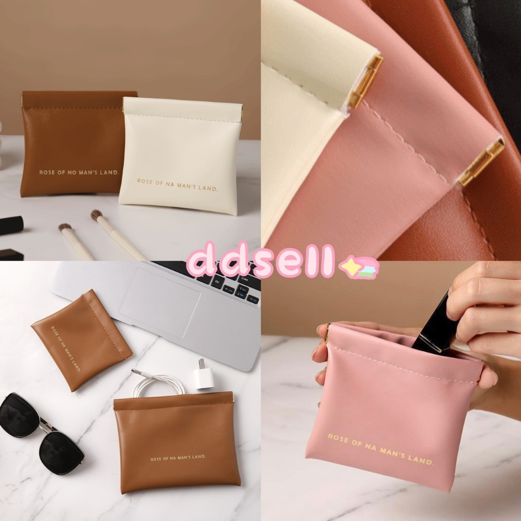 พร้อมส่ง กระเป๋าสตางค์ หนัง PU ใส่เหรียญ ลิปสติก แบบหนีบใช้งานง่าย