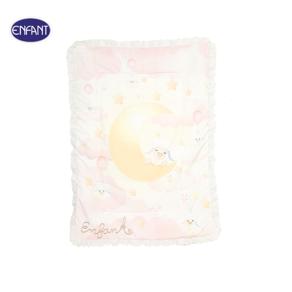 ENFANT (อองฟองต์) ผ้าห่มบุใยผ้า Woven ลายน้องแกะ ผ้า Premium Keshiba สีชมพู ขนาด 30x40 นิ้ว