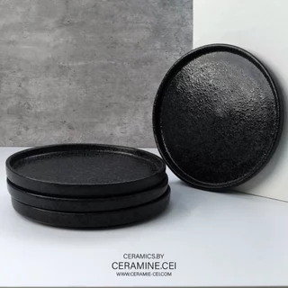 Craft Plate จานอาหารเซรามิครุ่นขอบเตี้ย คราฟท์สไตล์มินิมอลเกาหลี ขนาด '6' '8' '10' นิ้ว