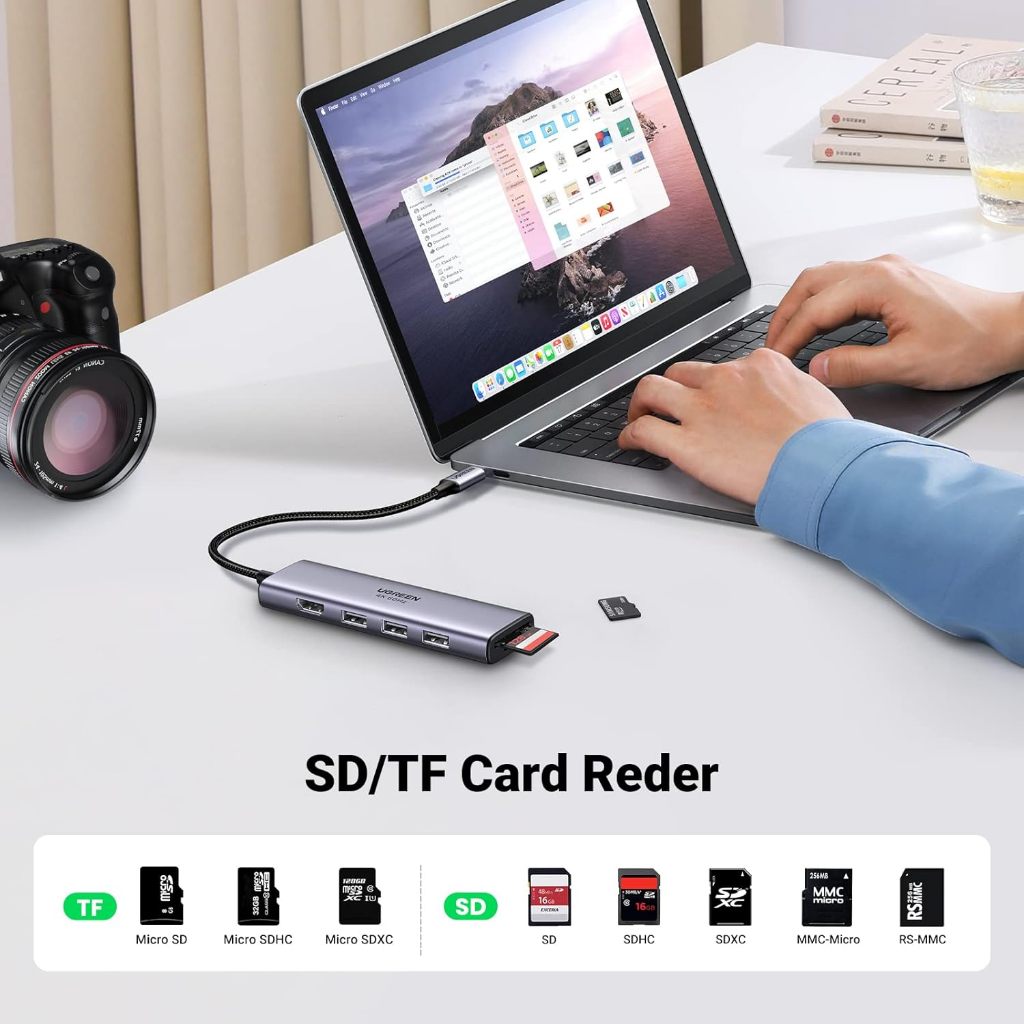 UGREEN USB HUB Type C 5 - 13 in 1 HDMI 4K 60Hz USB3.0 x2 พอร์ต PD100W Gigabit Lan 1000Mbps SD/TF